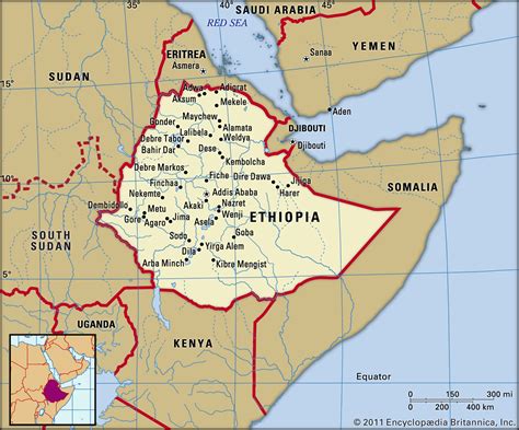 Distance between cities Ethiopia .